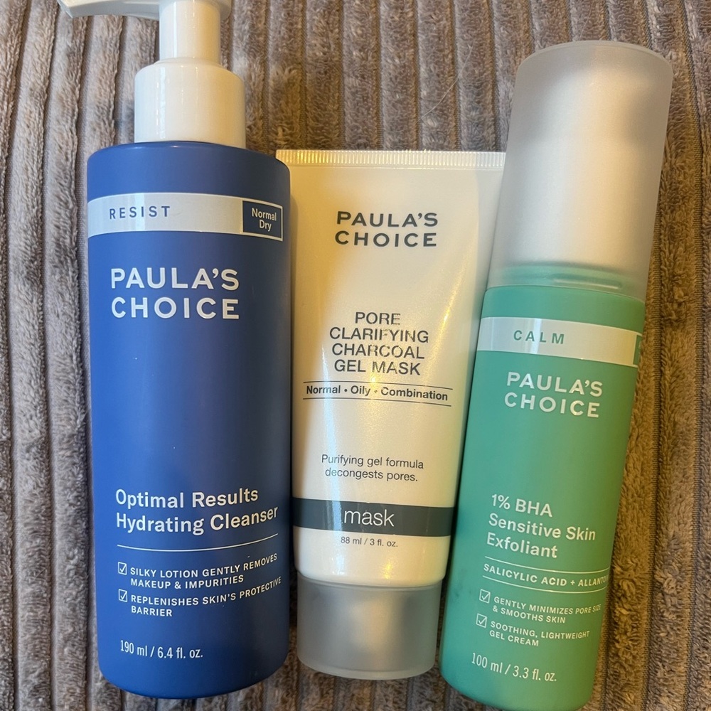 Paulas Choice Cleanser, Charcoal Mask & 1% BHA Exfoliant